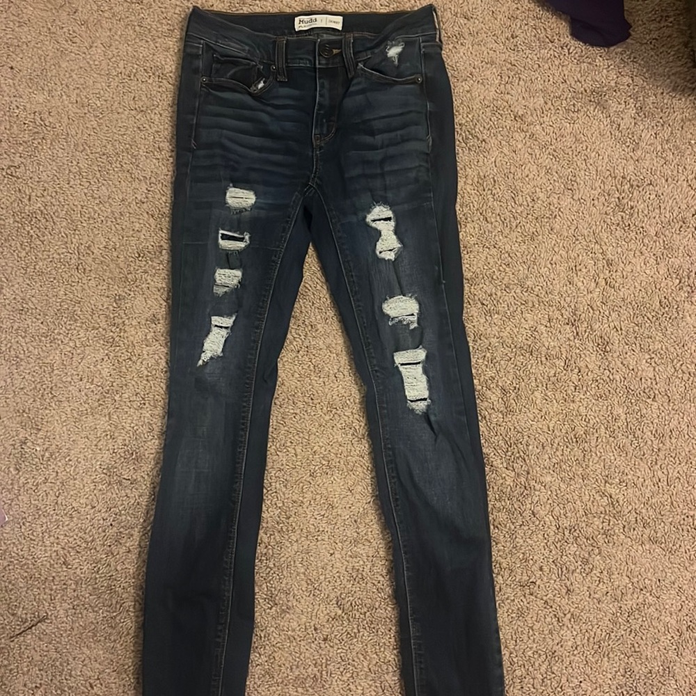 Dark blue ripped jeans